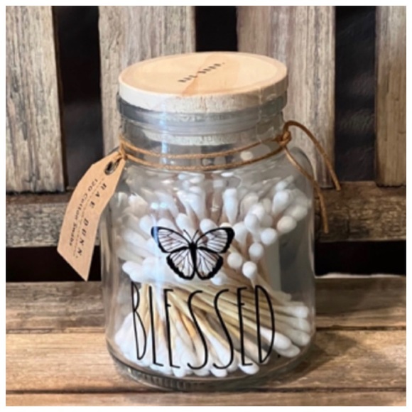 NEW Rae Dunn Blessed Glass Jar Cotton Swab - Picture 4 of 4